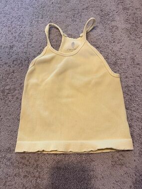 Free People Yellow Ribbed Tank Top